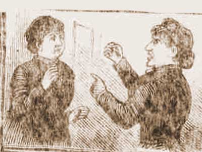 A sketch of Annie Chapman fighting with Eliza Cooper.