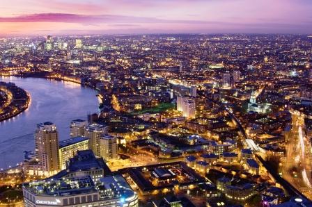 A birdseye view of the East End of London.