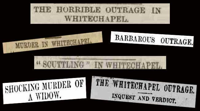 Newspaper headlines relating to the case of Emma Smith.