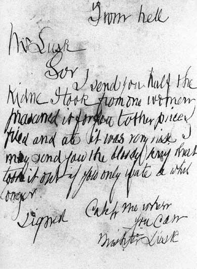 A photo of the From Hell letter.