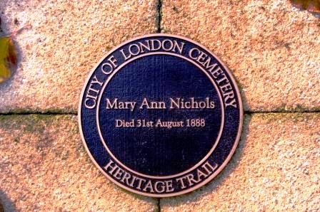 The memorial plaque to Jack the Ripper victim Mary Nichols.
