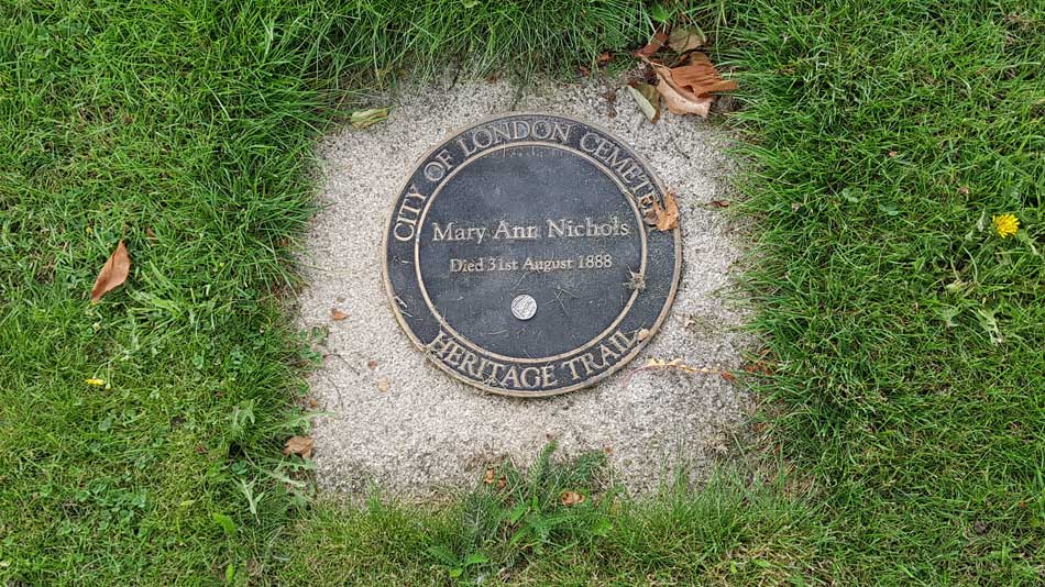 The memoiral plaque to Mary Nichols.