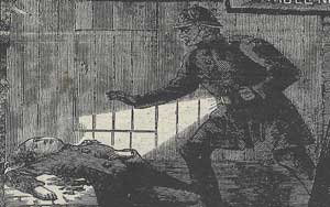 An illustration showing PC Neil finding Mary Nichols body.