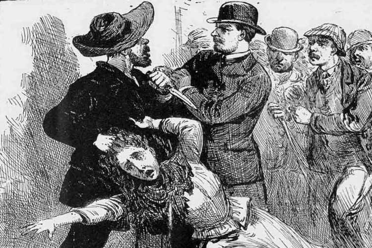 An illustration showing Albert Bachert detaining a suspect.