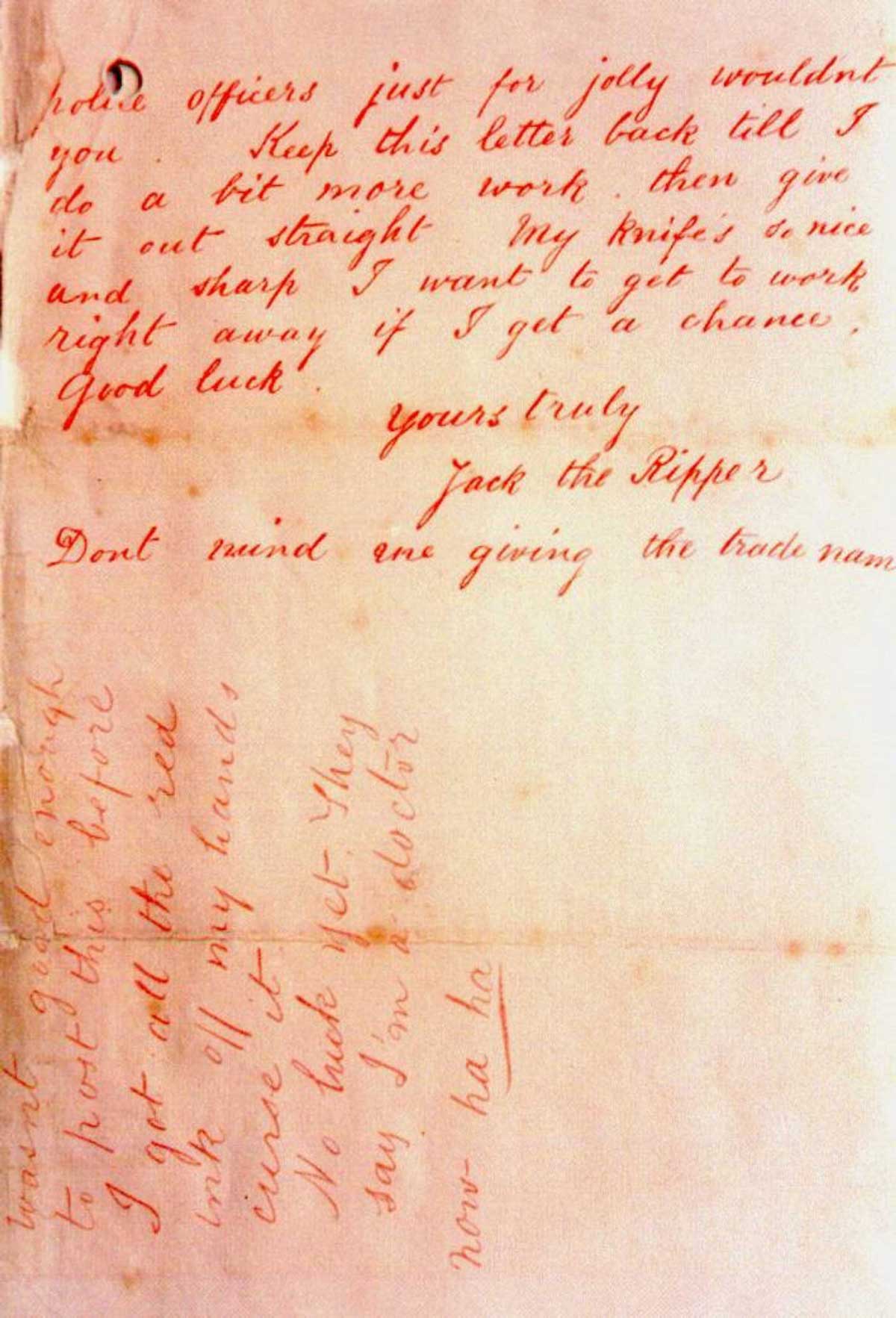 "DEAR BOSS" LETTER WAS THE FIRST TIME JACK THE RIPPER NAME WAS USED HISTORY 