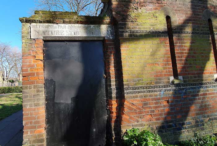 The sign for the Nature Study Museum above the former door.