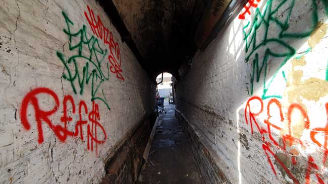 The long passageway of Wood's Buildings.