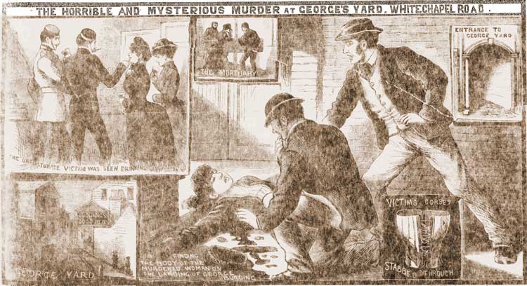 Sketches showing the murder of Martha Tabram.