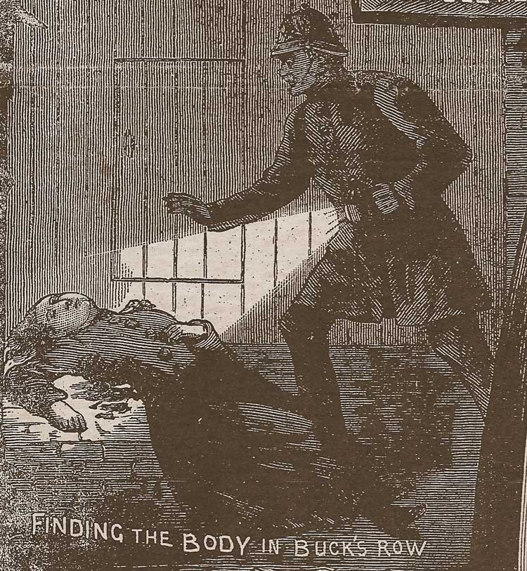 An illustration of Consatble Neil finding Mary Nichols body.