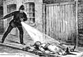 A newspaper illustration showing Police Constable Neil finding the body of Mary Nichols.