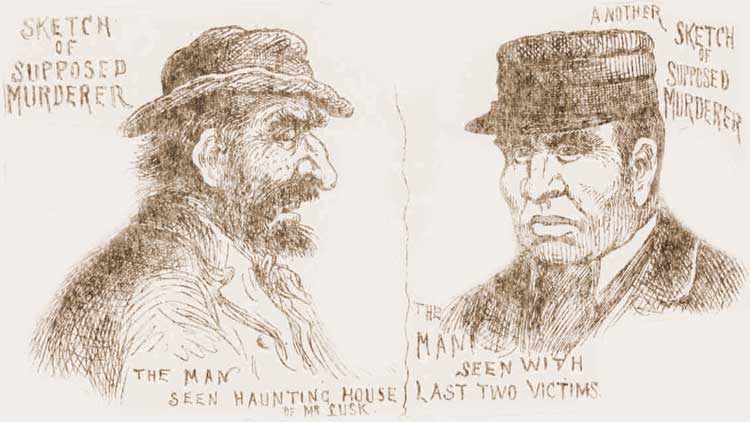 The two sketches showing the supposed face of the murderer.