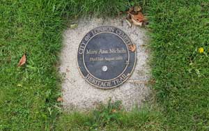 The ememorial plaque to Mary Nichols.