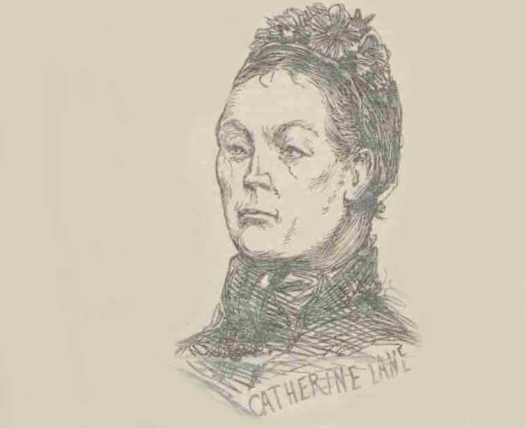 A newspaper portrait of Catherine Lane.
